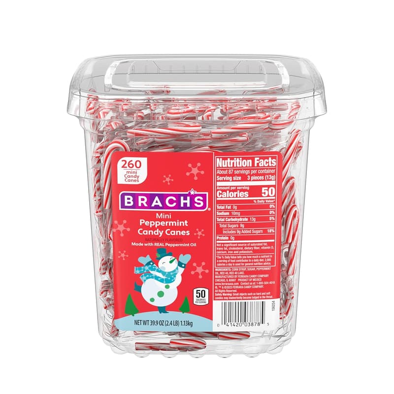 Brach's Mini Candy Canes Tub, 260 Count Party Treats