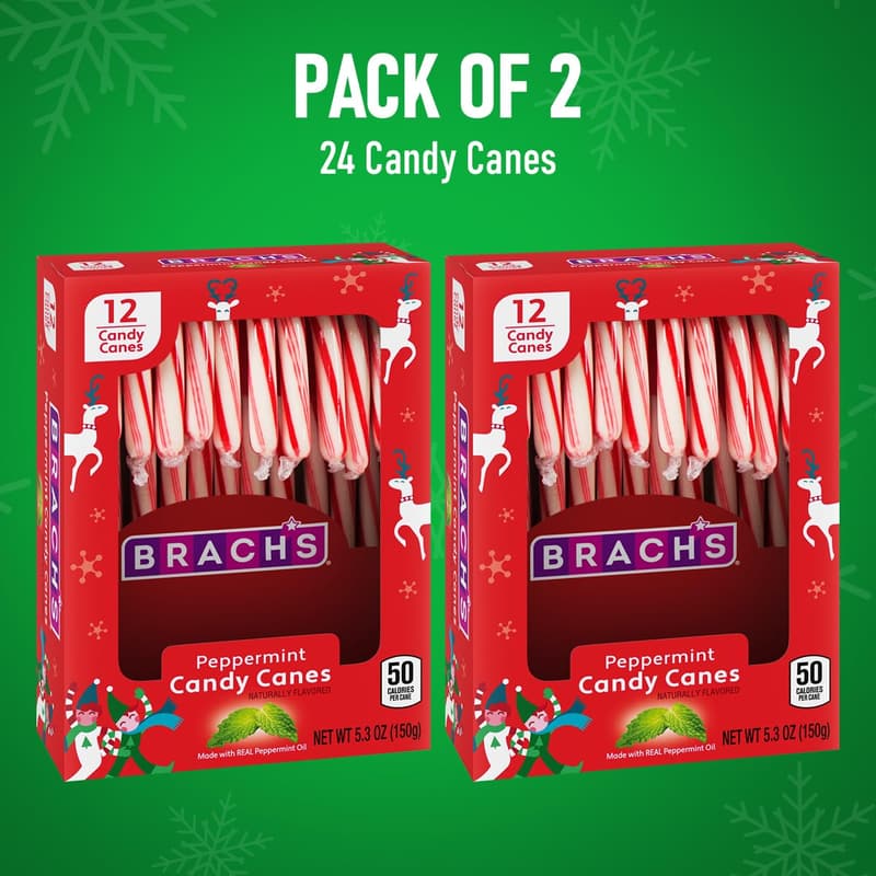 Bulk Peppermint Candy Canes – 12 Individually Wrapped for Christmas