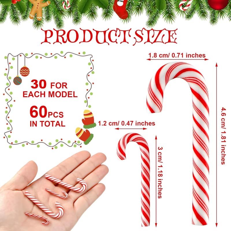 60 Pcs Rainbow Peppermint Fake Candy Ornaments for Christmas Decor