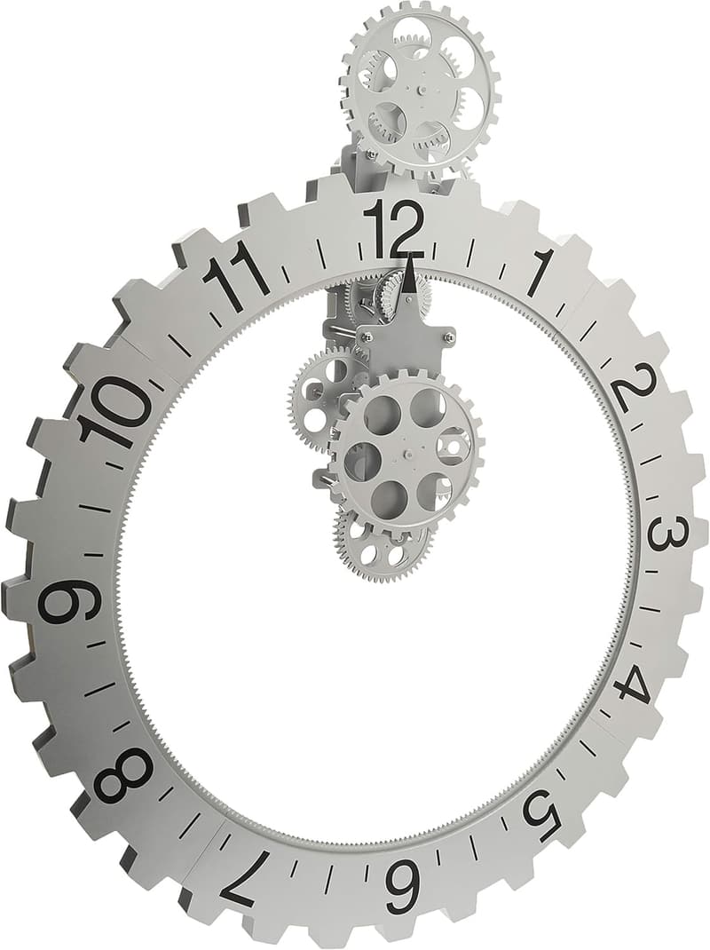 Silver Big Wheel Revolving Wall Clock