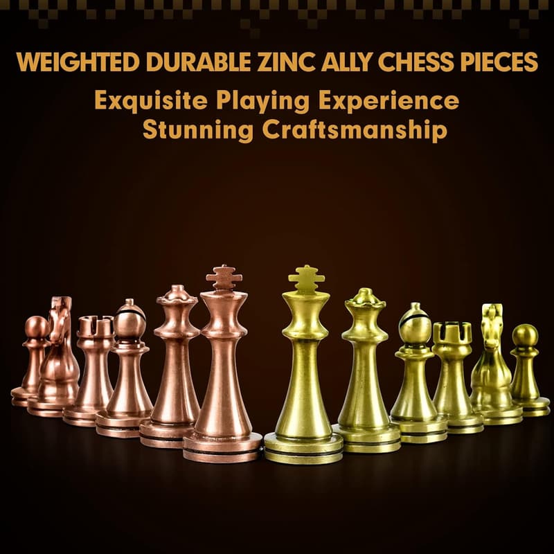 Weighted Metal Chess Pieces with 2 Extra Queens - 2.6