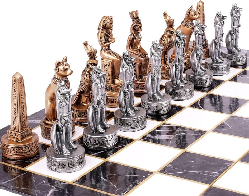 Egyptian Style Chess Set with 3D Resin Pieces for Adults
