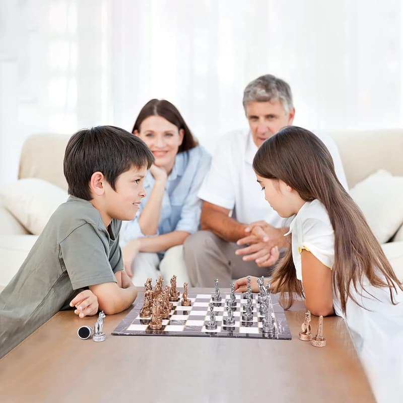 Egyptian Style Chess Set with 3D Resin Pieces for Adults