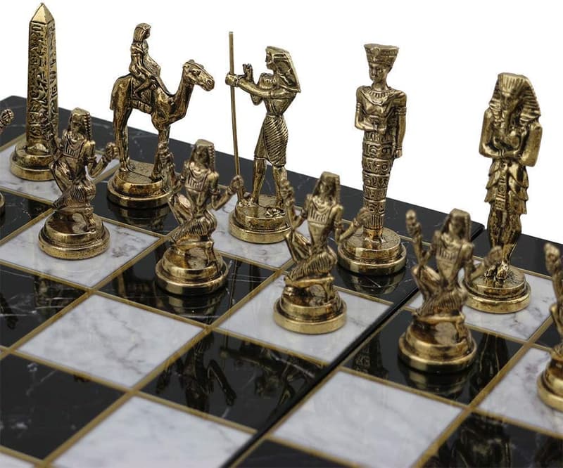 Handmade Ancient Egypt Pharaoh Metal Chess Pieces Set