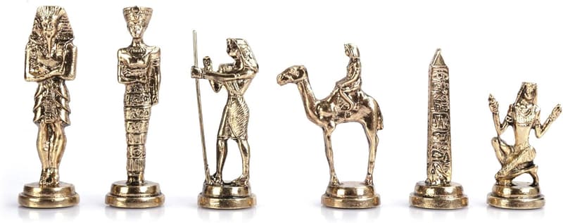 Handmade Ancient Egypt Pharaoh Metal Chess Pieces Set
