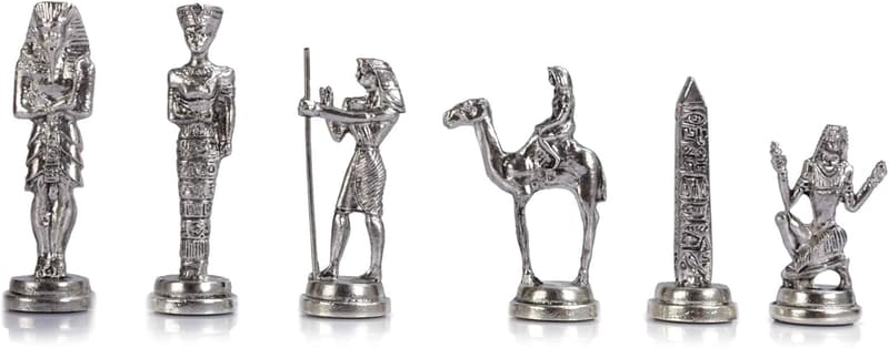 Handmade Ancient Egypt Pharaoh Metal Chess Pieces Set