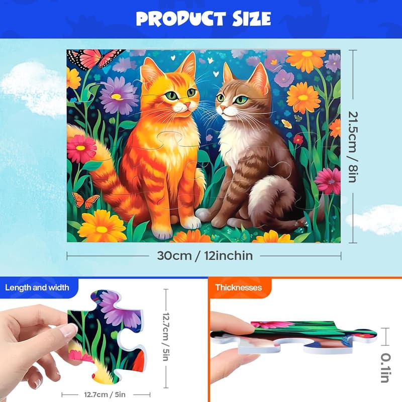 Large Piece Jigsaw Puzzles for Elderly with Storage Bags