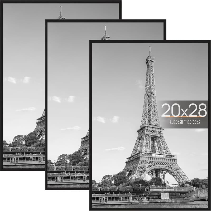 Black 20x28 Picture Frame Set - Scratch-Proof, 3 Pack