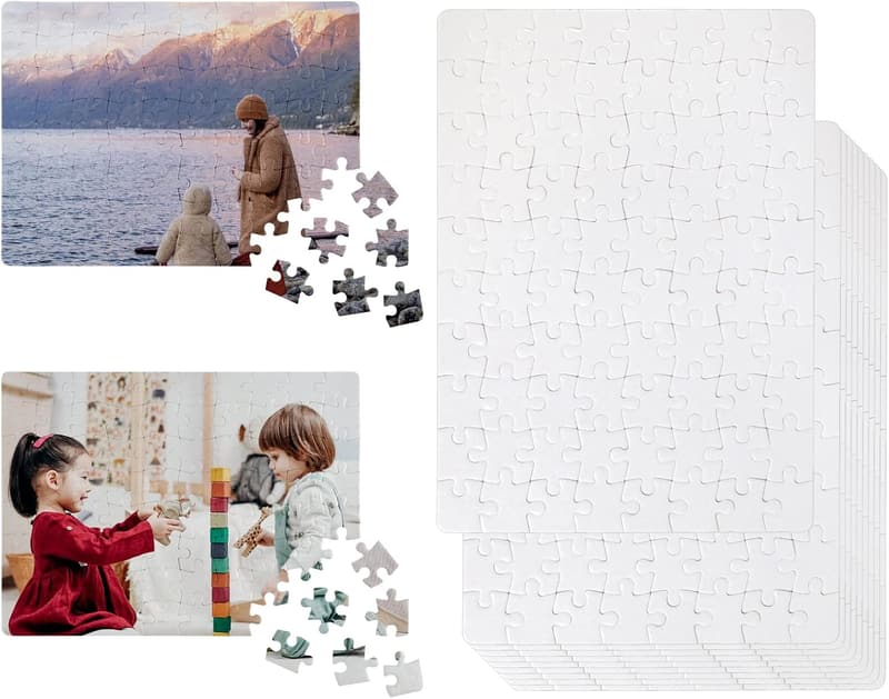 Customizable DIY Heat Transfer Jigsaw Puzzles - 80 Pieces (10 Sets)
