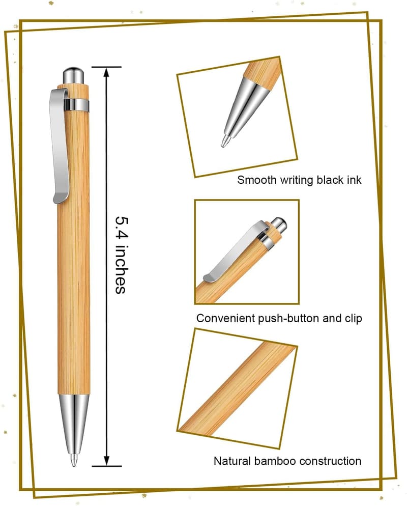 Bulk Bamboo Ballpoint Pens - 200pcs Customizable Gift Set