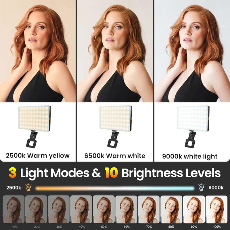 Rechargeable Selfie Light with 60 LEDs, 10 Brightness Levels