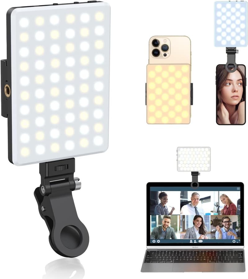 Portable 60 LED Selfie Light with Clip for Phones and Laptops