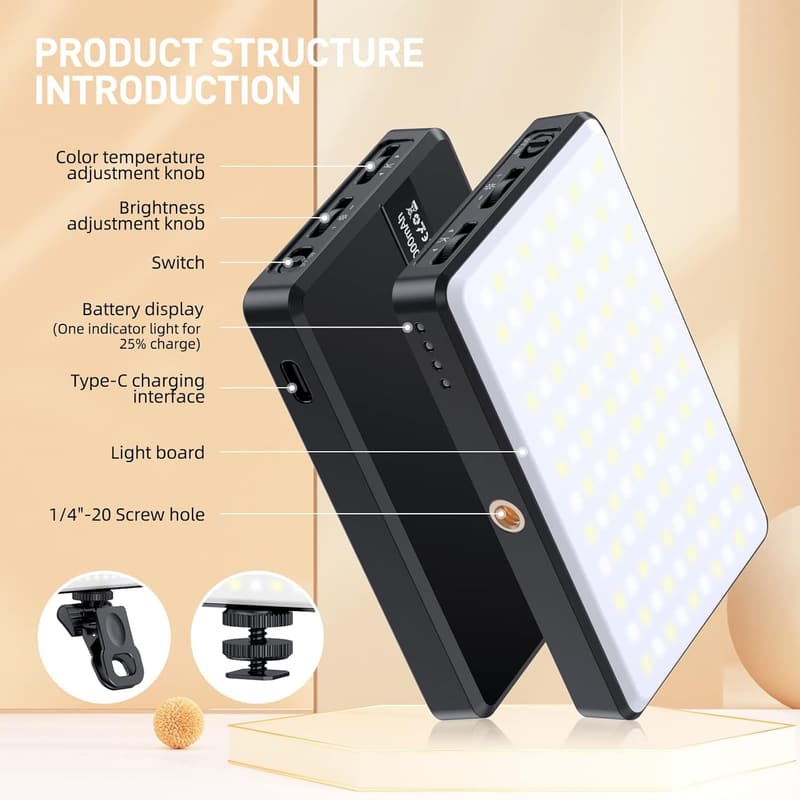 Rechargeable 120 LED Clip-On Phone Light with 3 Modes