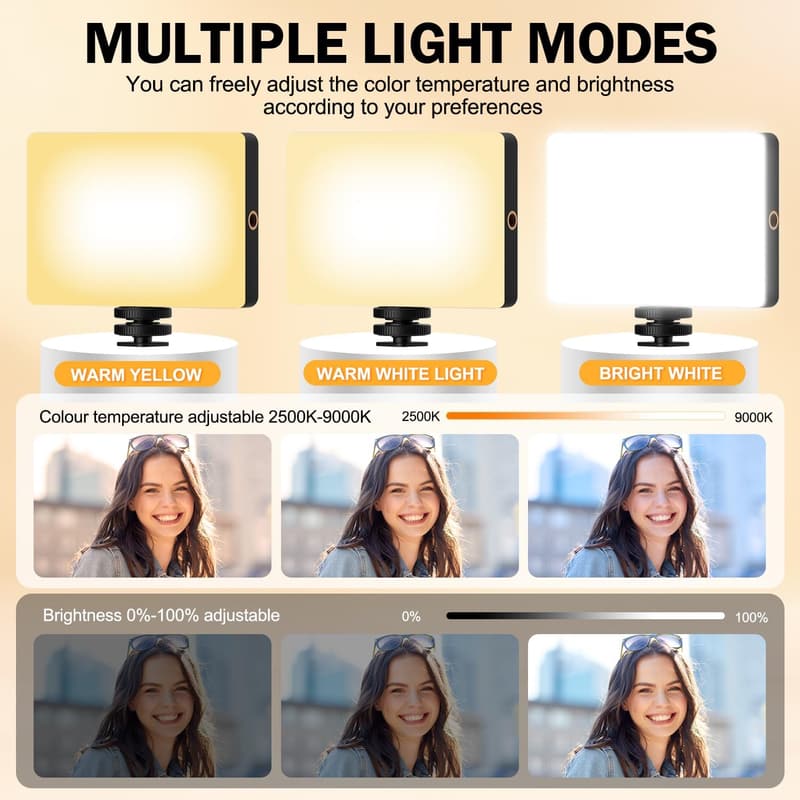 8000mAh Rechargeable Phone Light with 3 Adjustable Modes for Makeup
