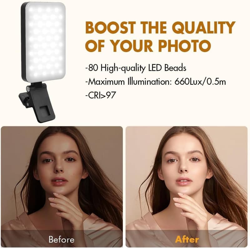 Rechargeable LED Selfie Ring Light with 5 Lighting Modes