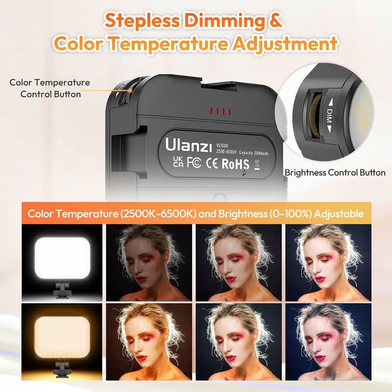 Portable Bi-Color LED Clip Light for Video Conferencing