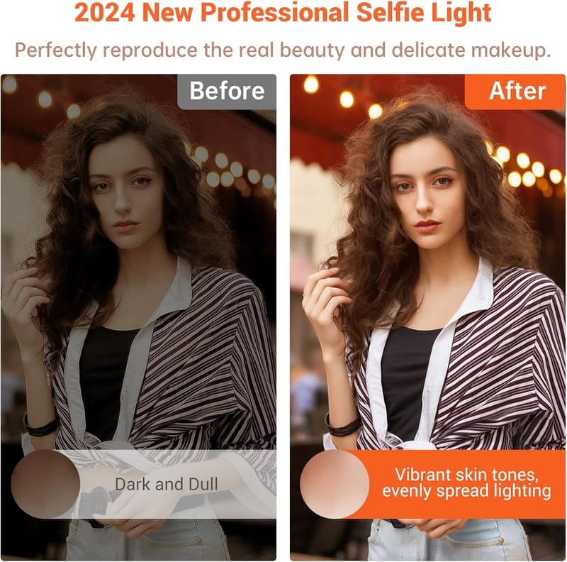Selfie Light with Eye-Friendly LED - Rechargeable & Portable