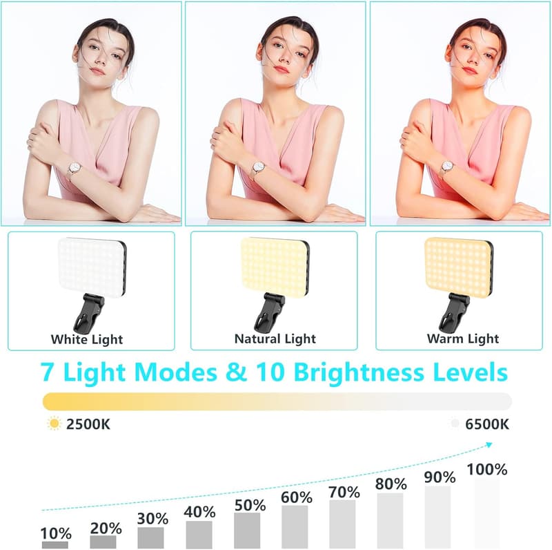 Portable Selfie Light with 60 LEDs and 10-Level Brightness