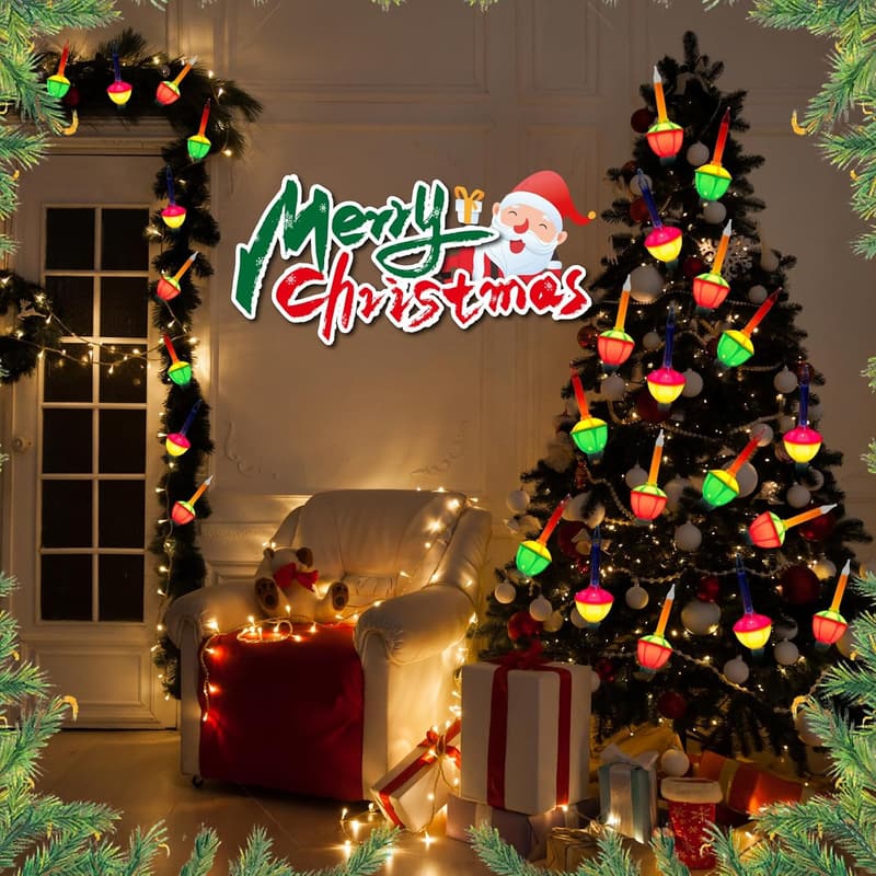 Vintage Christmas Bubble Lights Set - 11Ft Multicolor String Lights