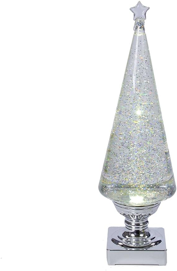 14-Inch Battery-Operated Lava Light Tree in Clear & Silver