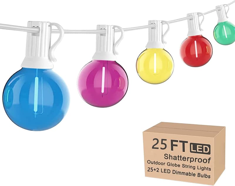 G40 Waterproof LED String Lights with 27 Multicolor Bulbs