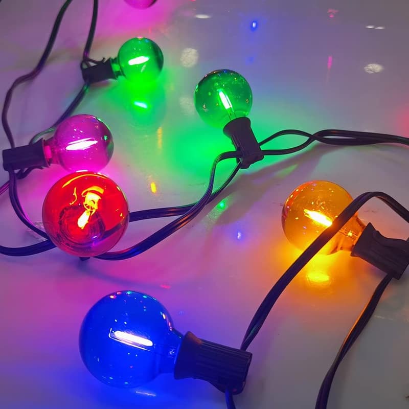G40 Waterproof LED String Lights with 27 Multicolor Bulbs