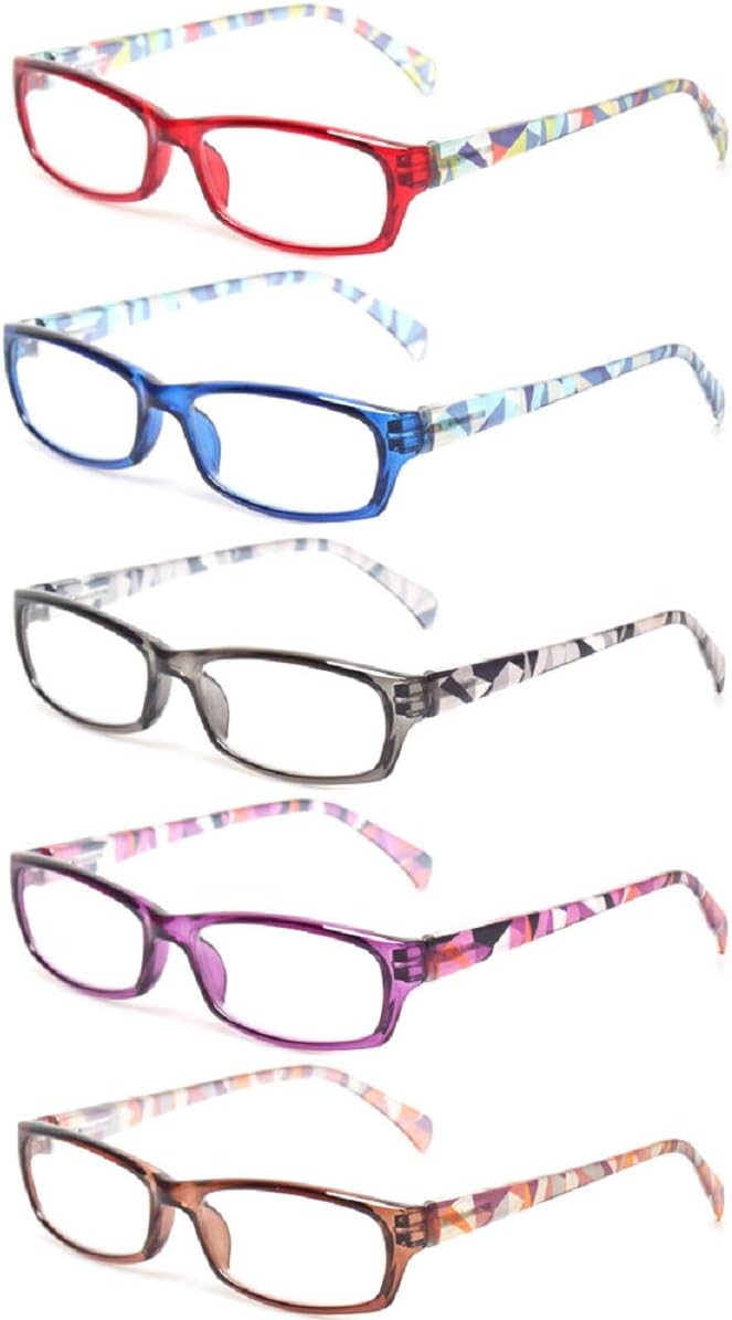 Fashion Reading Glasses for Women - 5 Pairs with Patterns (2.75)