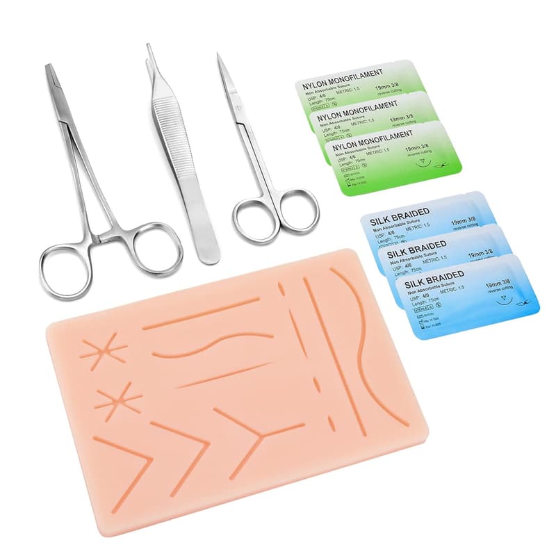 Suture Practice Kit for Medical & Vet Students with Silicone Pad