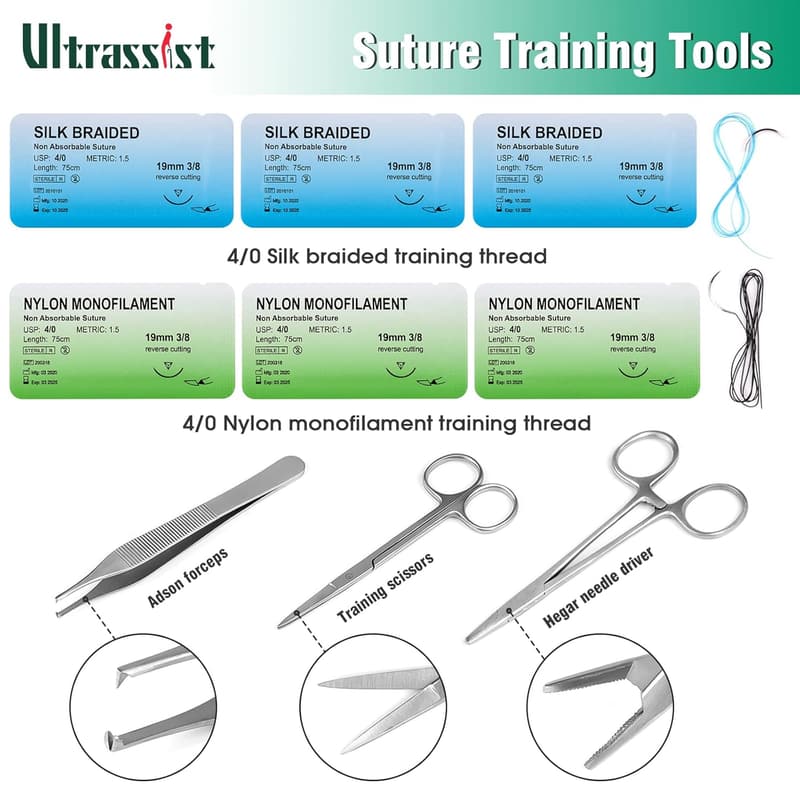 Suture Practice Kit for Medical & Vet Students with Silicone Pad