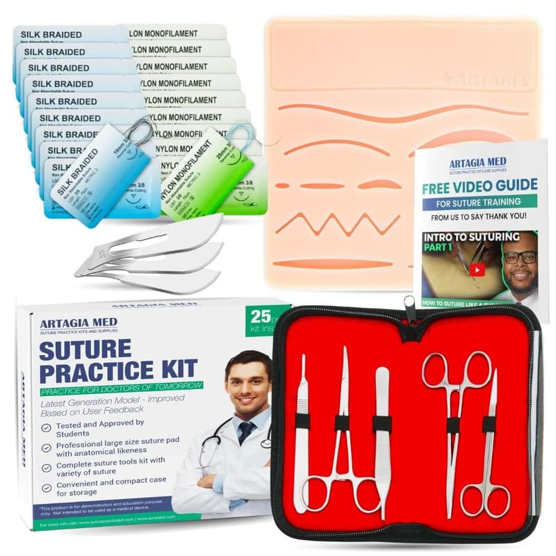 Suture Practice Kit for Medical Students with Silicone Pad and Tools