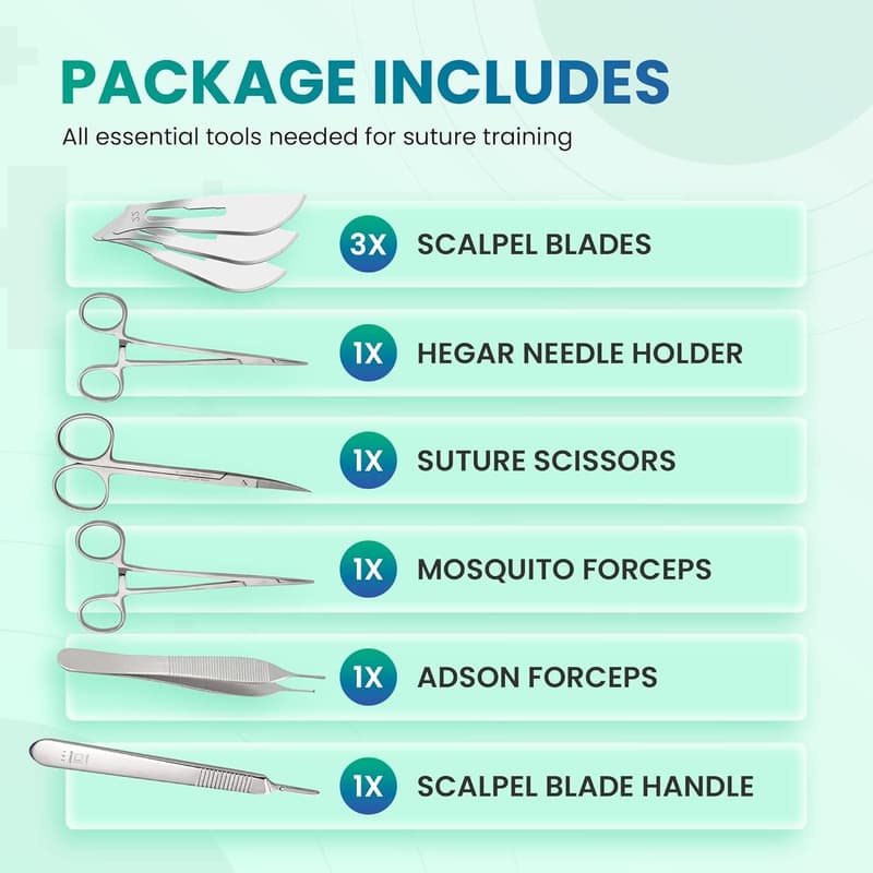 Suture Practice Kit for Medical Students with Silicone Pad and Tools