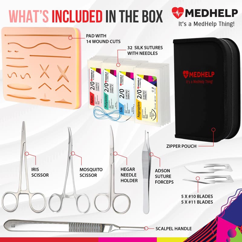 Suture Practice Kit for Medical Students – 49 PCS Surgical Training Set