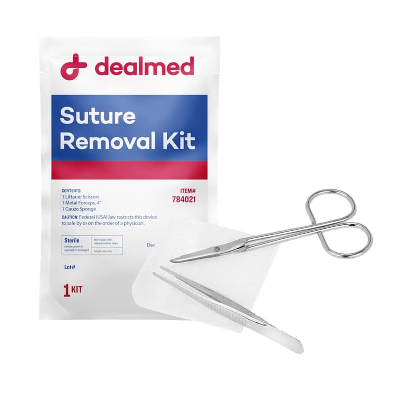Sterile Suture Removal Kit with Scissors, Forceps & Gauze