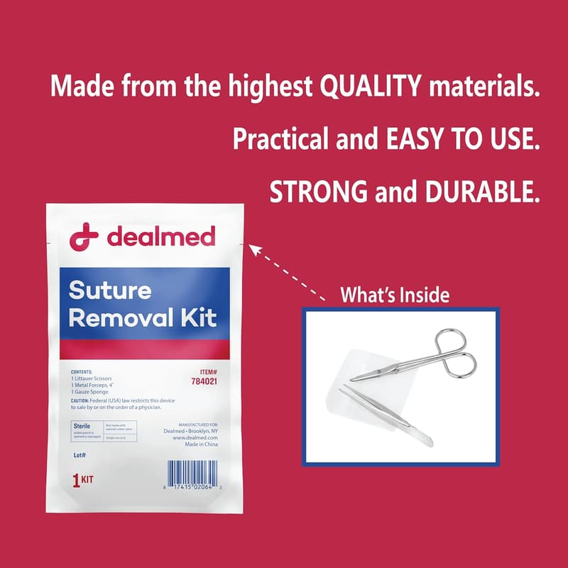 Sterile Suture Removal Kit with Scissors, Forceps & Gauze