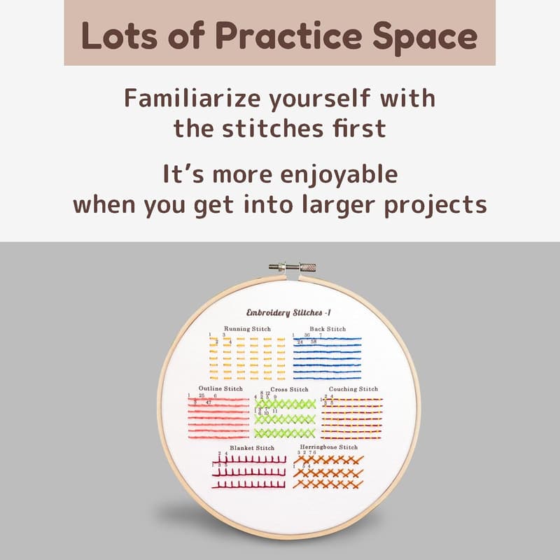 Embroidery Kit for Beginners with Stamped Patterns