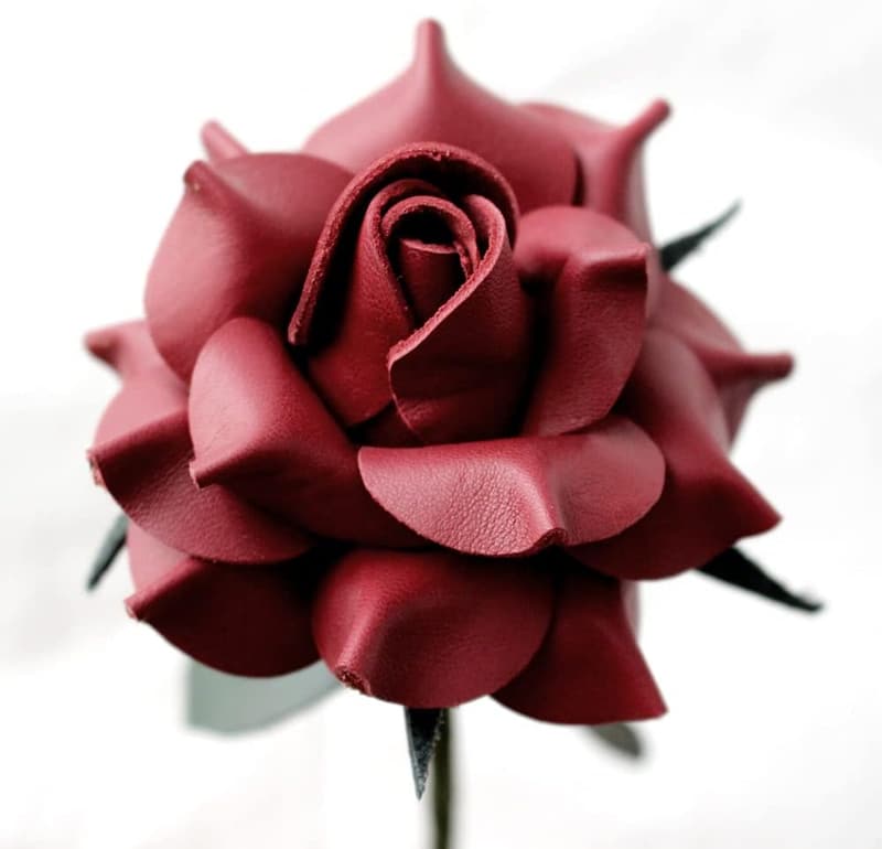 Valentine's Day Leather Rose Gift for Couples (Burgundy)