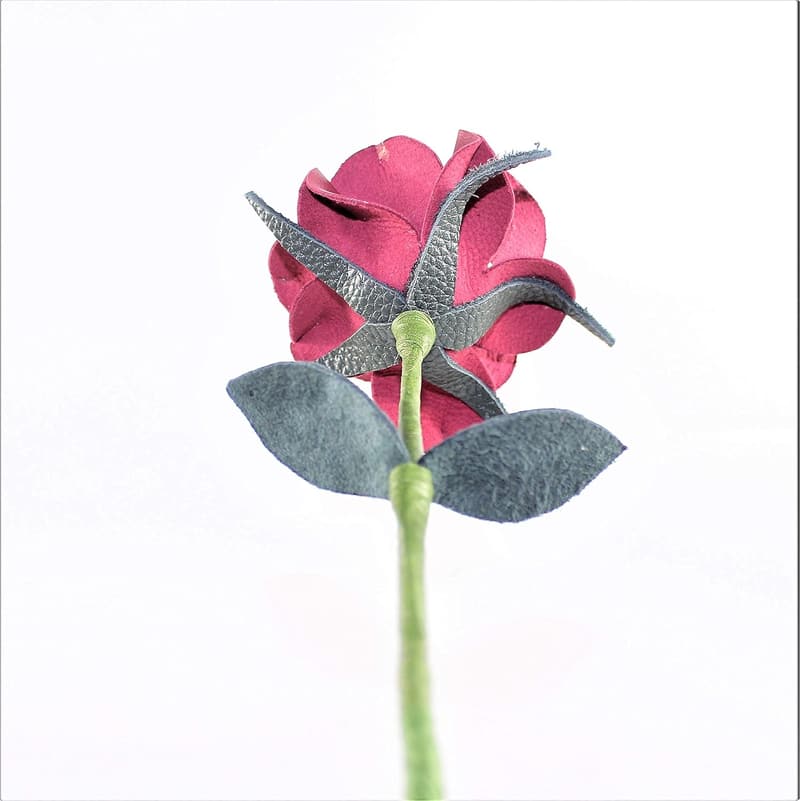 Valentine's Day Leather Rose Gift for Couples (Burgundy)