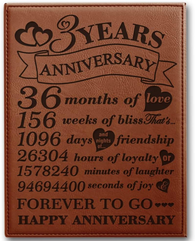 3rd Anniversary Engraved Leather Plaque (7x9)