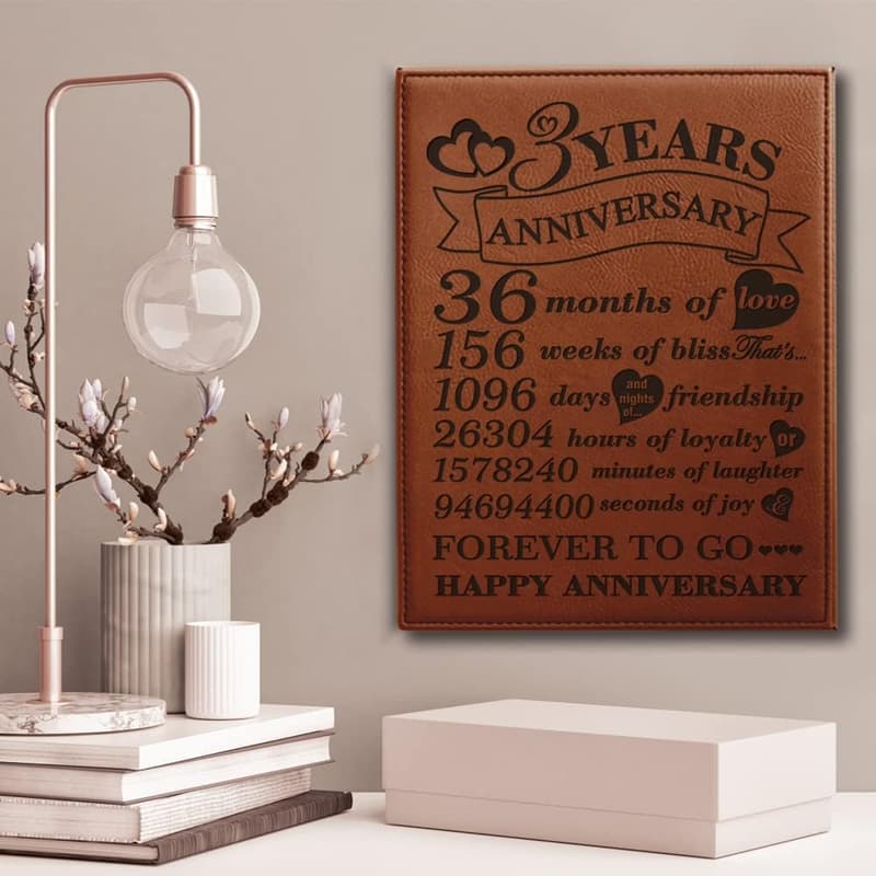 3rd Anniversary Engraved Leather Plaque (7x9)
