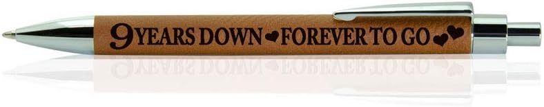 9th Anniversary Engraved Leather Pen for Couples