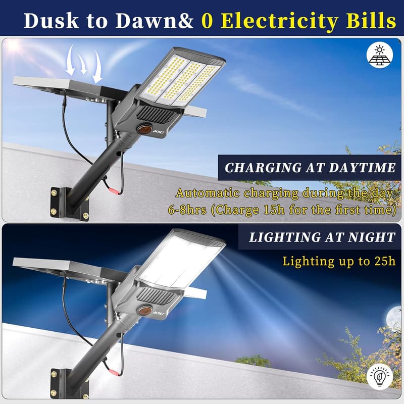 750000LM Solar Street Lights for Outdoor Security & Parking