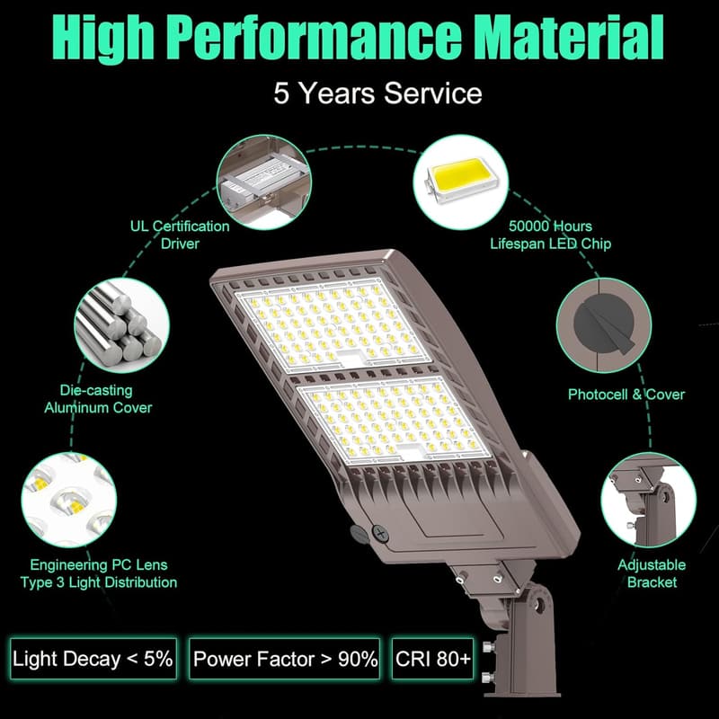 LED Parking Lot Light 400W - Dusk to Dawn, 56000LM, IP65