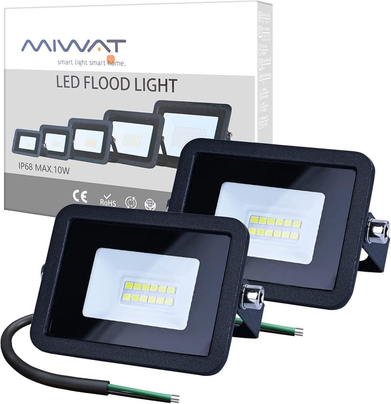 Outdoor 10W LED Flood Lights - Daylight White, IP68 Waterproof