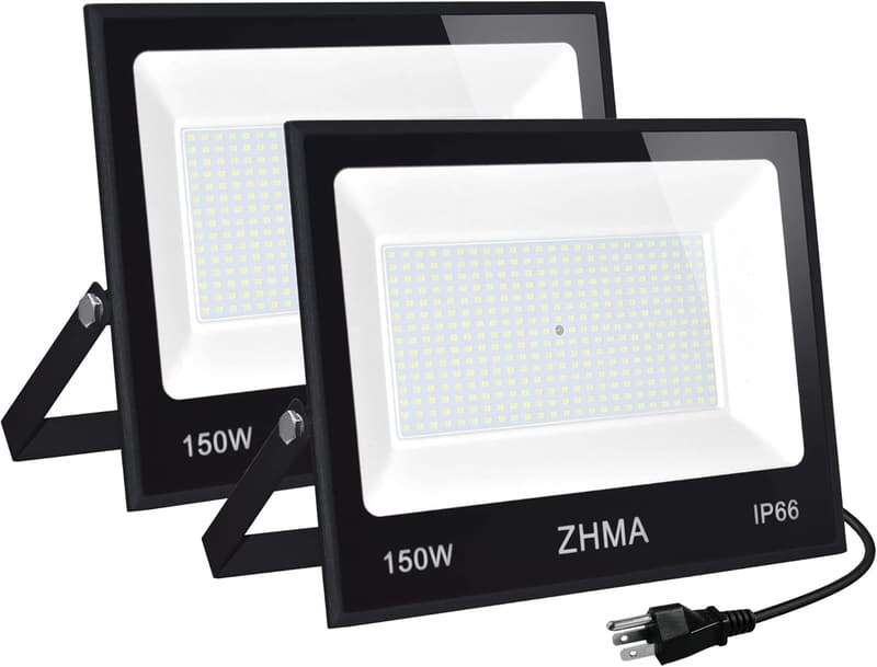150W LED Flood Lights - 2 Pack, 12000LM, IP66 Waterproof