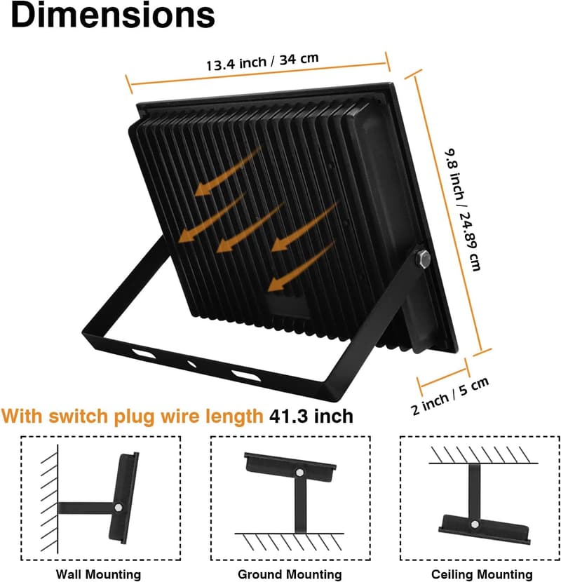 150W LED Flood Lights - 2 Pack, 12000LM, IP66 Waterproof