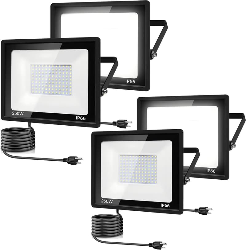250W LED Flood Light - 4 Pack, 30000LM, IP67 Waterproof