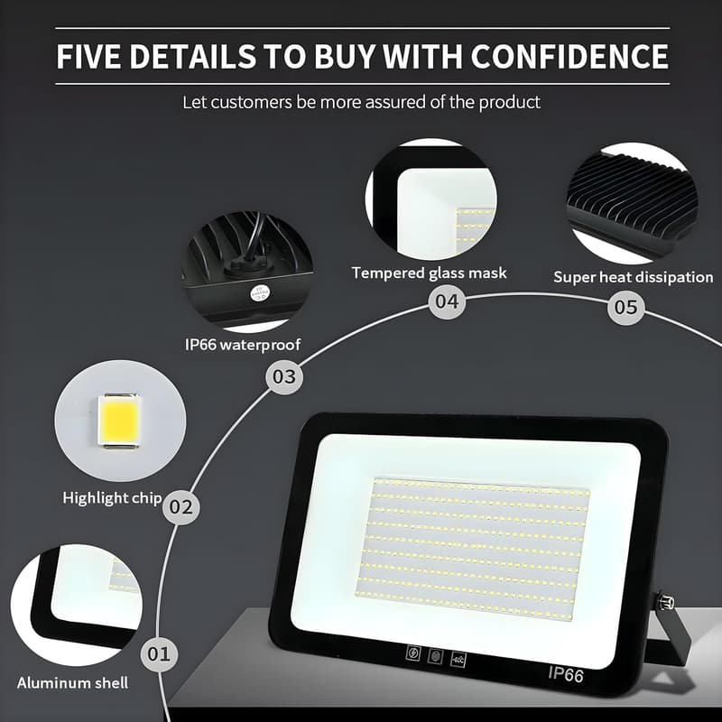 250W LED Flood Light - 4 Pack, 30000LM, IP67 Waterproof