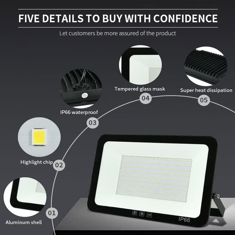 100W Outdoor LED Flood Lights, 11000lm, IP66 Waterproof - 4 Pack