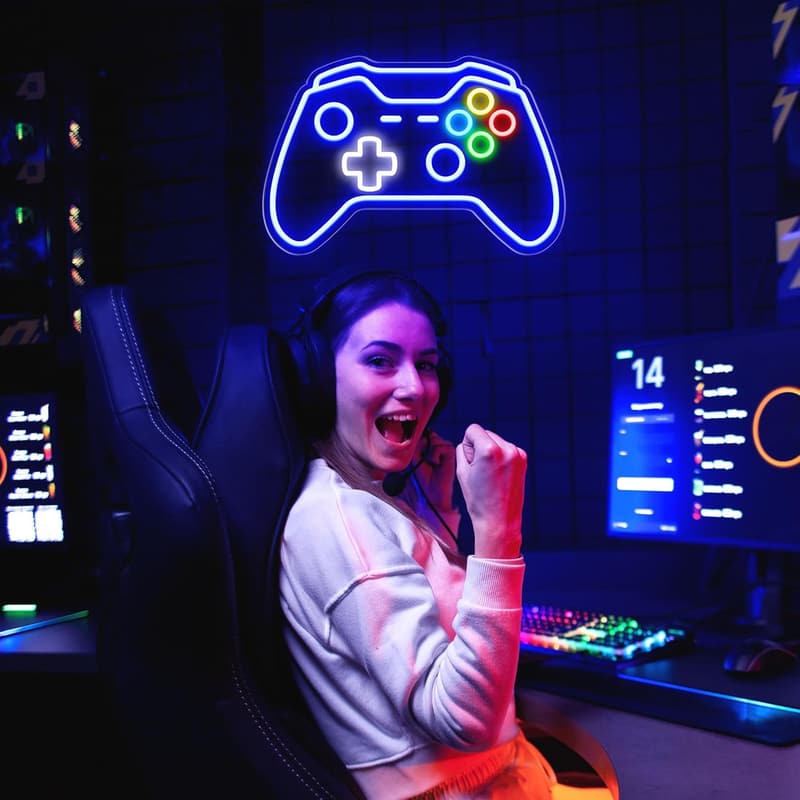 Gaming Neon Sign with Adjustable Brightness for Gamer Room Decor