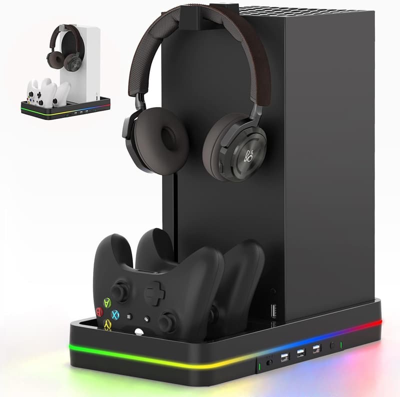 Xbox Series X/S Dual Cooling Fan & Charger Stand with RGB Lights